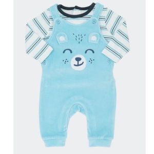 Dunnes Stores | Blue Two-Piece Velour Dungaree